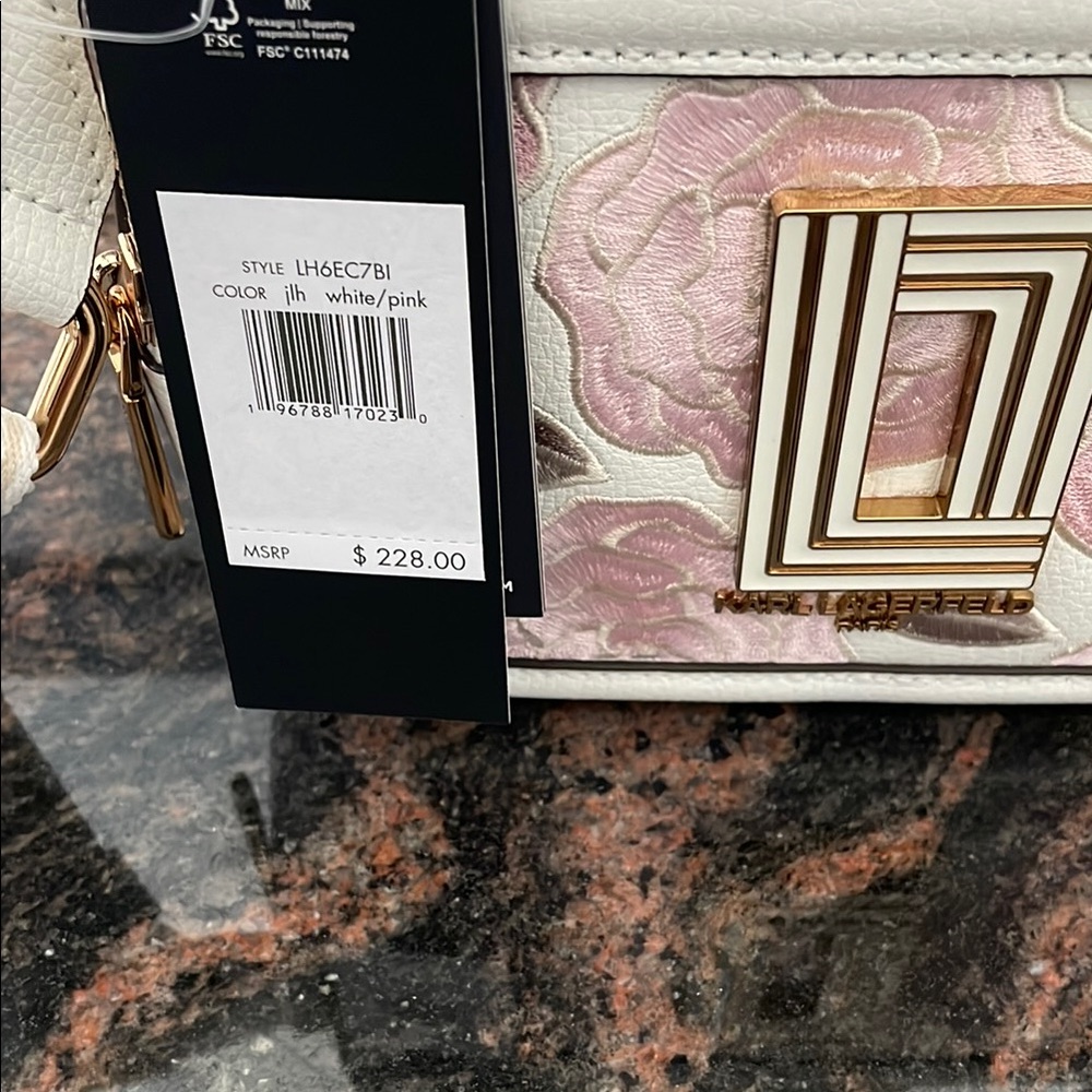 Karl Lagerfeld Cream and Pink Floral Crossbody Bag - Picture 3 of 8